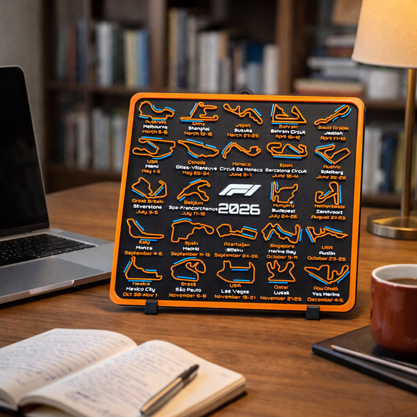 F1 2026 3D Calendar | Race Tracks with DRS Zones | Desk & Wall Mount