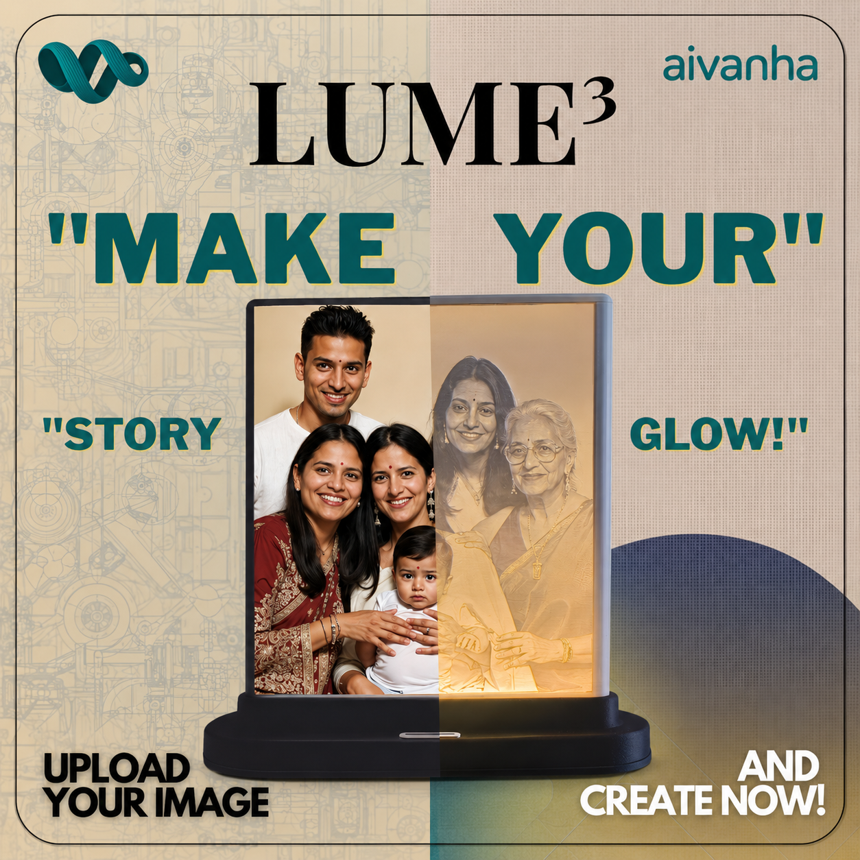 Aivanha Lume³ Dual – Custom 3D Lithophane (Double Sided)